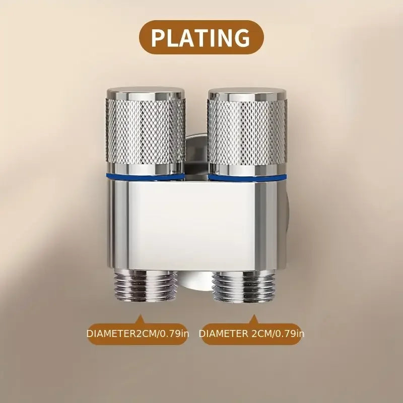 Stainless Steel double outlet angle valve large flow shower valve control valve, suitable for bathrooms and washing machines