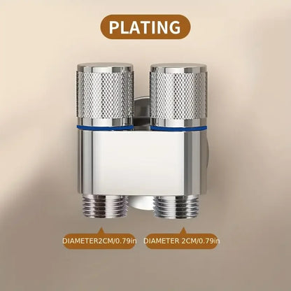 Stainless Steel double outlet angle valve large flow shower valve control valve, suitable for bathrooms and washing machines
