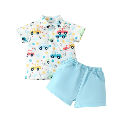 Summer Boys' Sets  Shirt Shorts Casual Two-Piece Simple Kids Clothing