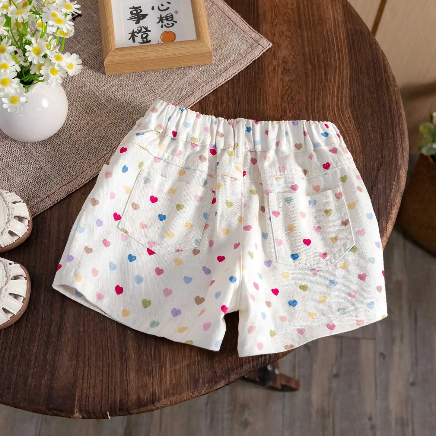 Humor Bear Girl Clothes Kids Clothing  Children's Casual Pants Heart Print Style Loose Girls' shorts Pants