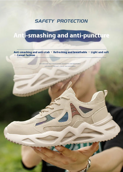 Outdoor Work Shoes Men Safety Shoes With Steel Toe Breathable Lightweight Work Sneakers Anti Smash Anti-puncture Safety Boots
