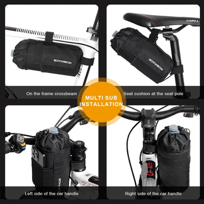 Bicycle Bag Bike Water Bottle Bag Multi-Function Portable Carrier Pouch Insulated Kettle Bag Outdoor Riding Handlebar Bag