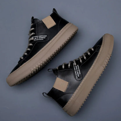 Men's Shoes 2025 New Soft-Soled Sports Mid-High Top Sports Shoes Business Casual Fashion Thick-Soled Shoes Versatile Lightweight Trbottomyy Shoes