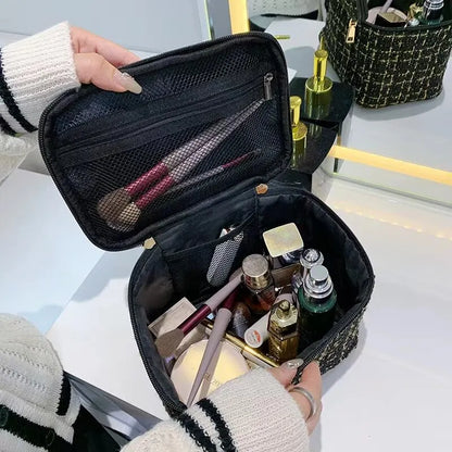 Fashion Cosmetic Bag Large Capacity Portable Handbag Woven Cosmetics Makeup Brush Storage Household Travel Wash Bag