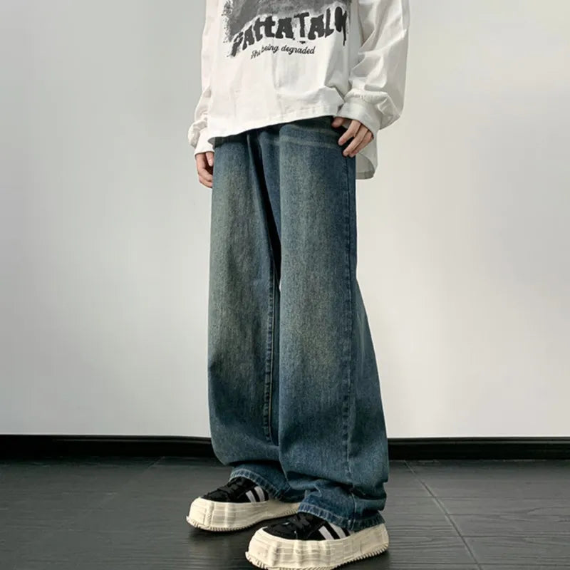 Jeans men Wide Leg Jeans Male Loose Straight Denim Pants 2024 Autumn Harajuku Vintage Blue Jean Trouser Streetwear Clothes