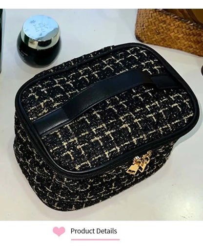 Fashion Cosmetic Bag Large Capacity Portable Handbag Woven Cosmetics Makeup Brush Storage Household Travel Wash Bag
