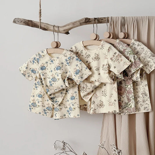 2pcs Ins New Summer 2025 Full print Soft Kids Clothing Set Boys Clothes Suit Pure Cotton Tee a 4nd Shorts  Chidren Track Suit