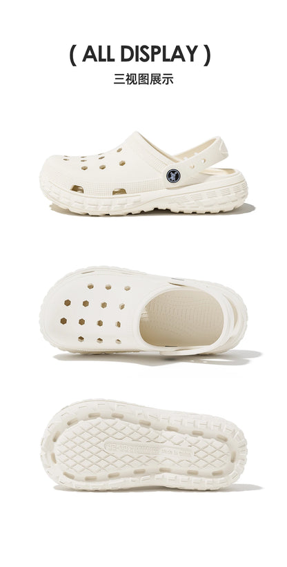 Women and Men's Hole Shoes Summer Non-Slip Outdoor Sandals Closed Toe Shit Feeling Beach Slippers Thick Bottom Soft Bottom