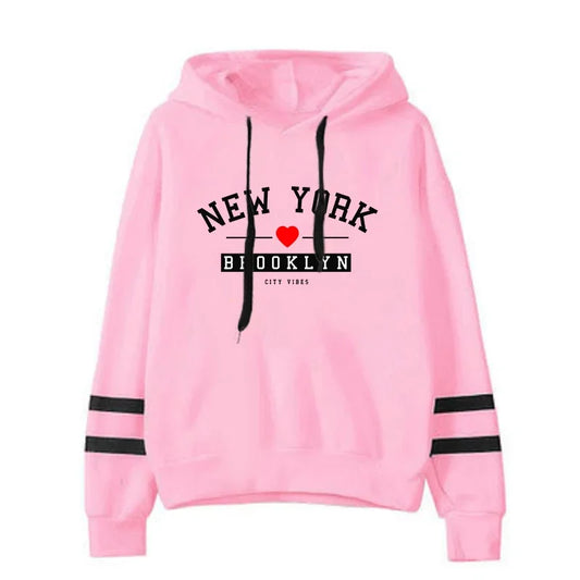 Hoodies Womens Sweatshirts Print Daily Versatile Pullovers Stripe Jogging Sports Clothing Casual Street Woman Hooded Tops 2025