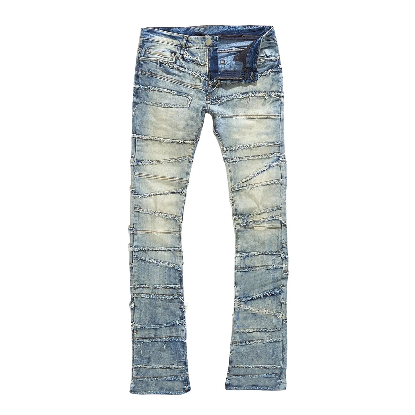 Jeans For Men Stretch Fit Skinny Stacked Ripped Jeans Slim Fit Patch Denim Pants Slim Fit Trousers Streetwear