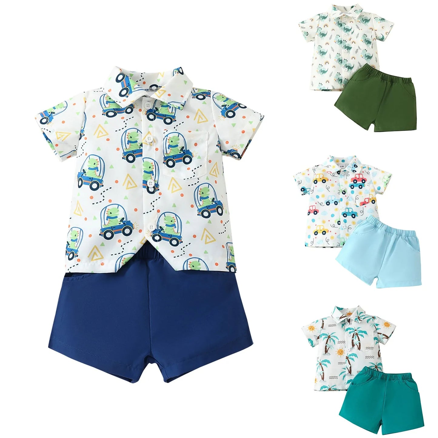 Summer Boys' Sets  Shirt Shorts Casual Two-Piece Simple Kids Clothing