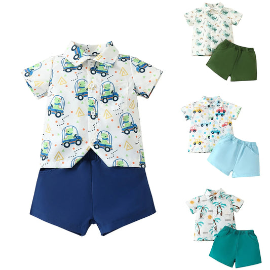 Summer Boys' Sets  Shirt Shorts Casual Two-Piece Simple Kids Clothing