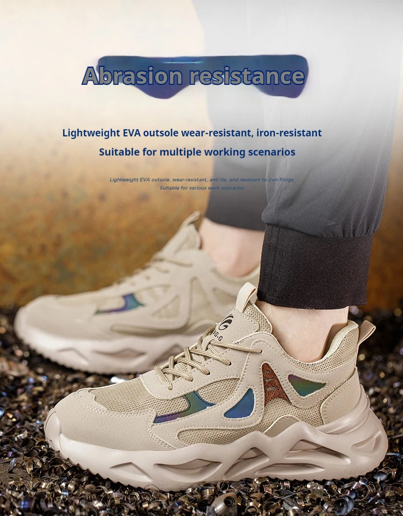 Outdoor Work Shoes Men Safety Shoes With Steel Toe Breathable Lightweight Work Sneakers Anti Smash Anti-puncture Safety Boots