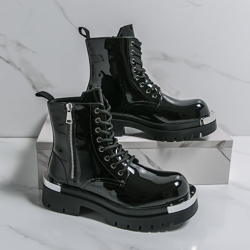 Men'S Chunky Platform Boots - Thick Platform Sole for Height Increase, Synthetic Cover Upper & Non-Slip Rubber Outsole, Zipper Closure, Round Toe - Formal & Casual Shoes for Business, Streetwear, Everyday - Fall/Winter Boots