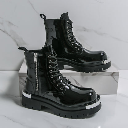 Men'S Chunky Platform Boots - Thick Platform Sole for Height Increase, Synthetic Cover Upper & Non-Slip Rubber Outsole, Zipper Closure, Round Toe - Formal & Casual Shoes for Business, Streetwear, Everyday - Fall/Winter Boots