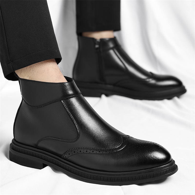 Men's Slip-On/Zipper Chelsea Boots with 3cm Thick Platform