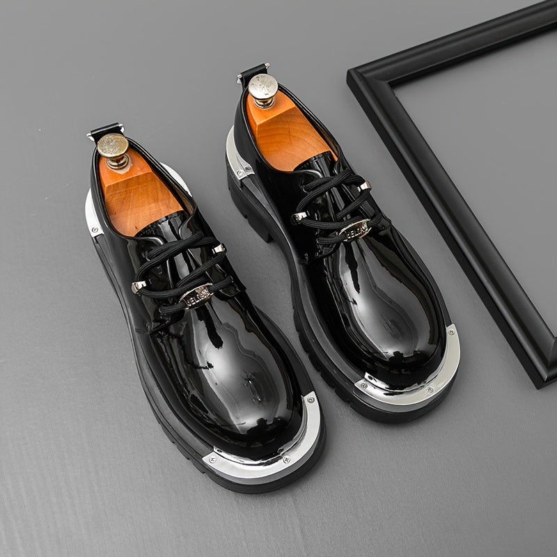 Men'S Genuine Oxford Shoes - Thick Sole, Lace-Up, Round Toe, Black & Brown, Casual & Formal Wear, All-Season Comfort, Rubber Sole, Microfiber Upper, Perfect for Office, Parties, and Outdoor Events, Formal Footwear | Classic O