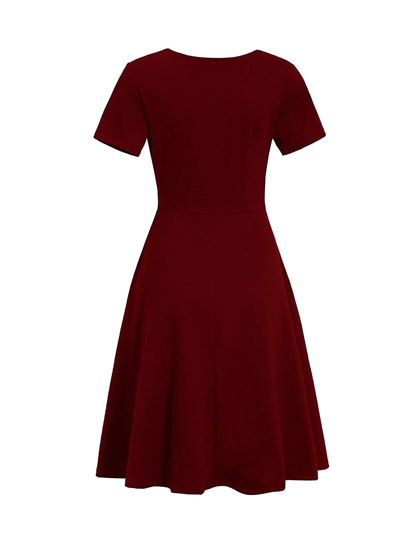 Short Sleeve V Neck Dress, Solid Casual Dress For Summer & Spring, Women's Clothing