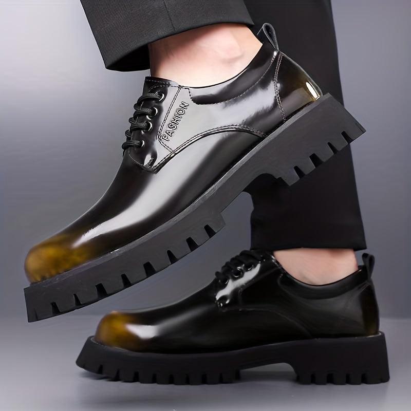 Men's Height-Increasing Business Casual Shoes - Thick Platform Sole & Anti-Slip Rubber Outsole