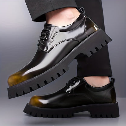 Men's Height-Increasing Business Casual Shoes - Thick Platform Sole & Anti-Slip Rubber Outsole