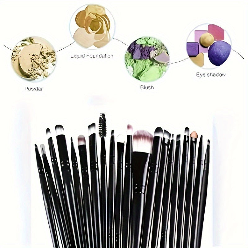 20Pcs Makeup Brushes Set Professional Soft Synthetic Hair Powder Foundation Eyeshadow Make Up Brushes Cosmetics Ideal For Makeup Beginners