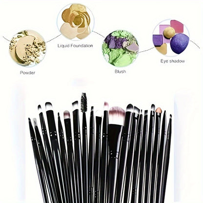 20Pcs Makeup Brushes Set Professional Soft Synthetic Hair Powder Foundation Eyeshadow Make Up Brushes Cosmetics Ideal For Makeup Beginners