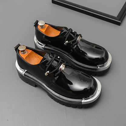 Men'S Genuine Oxford Shoes - Thick Sole, Lace-Up, Round Toe, Black & Brown, Casual & Formal Wear, All-Season Comfort, Rubber Sole, Microfiber Upper, Perfect for Office, Parties, and Outdoor Events, Formal Footwear | Classic O