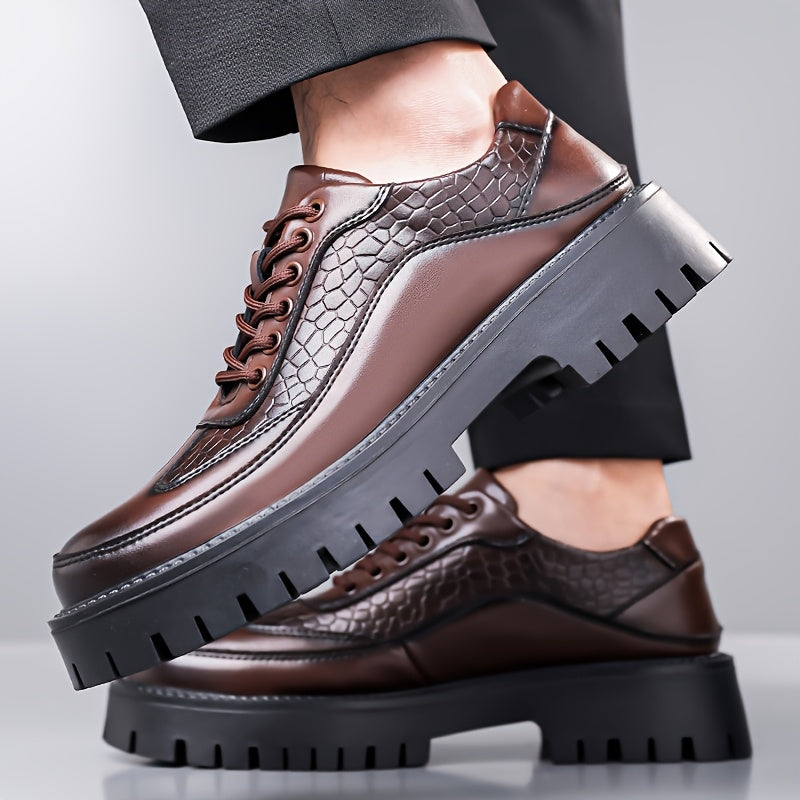 Men's Large Size British Style Lift Heightening s - Slip-On Low-Top Business Casual Sneakers with Thick Anti-Slip Rubber Sole, All-Season Wear-Resistant Synthetic (Brown) for Office, Weddings & Formal Events - Heavy