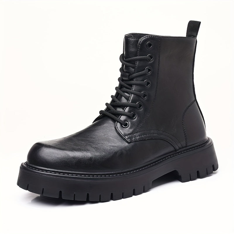 Men's Genuine Motorcycle Boots - Stylish Brown Lace-Up Ankle Boots with Rugged Rubber Sole for Hiking, Camping & Outdoor Adventures, Hiking Boots