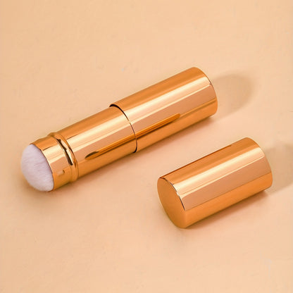 1pc Portable Retractable Makeup Brush Set - Travel Face Blush Brush with Cap for Foundation, Color, Highlight, Contour, Blush, Flawless, Powder Cosmetics (Rose Gold)