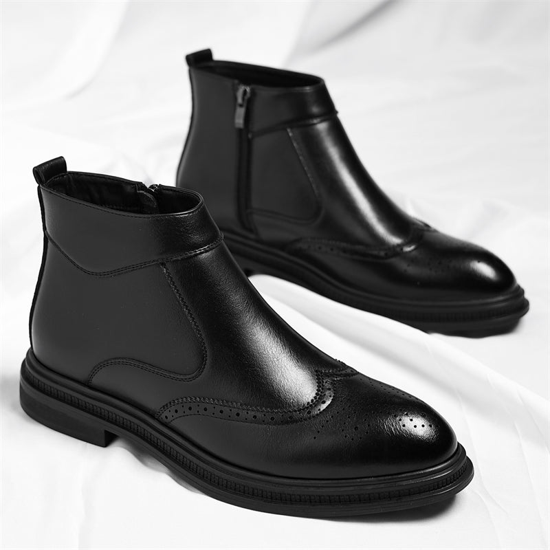Men's Slip-On/Zipper Chelsea Boots with 3cm Thick Platform