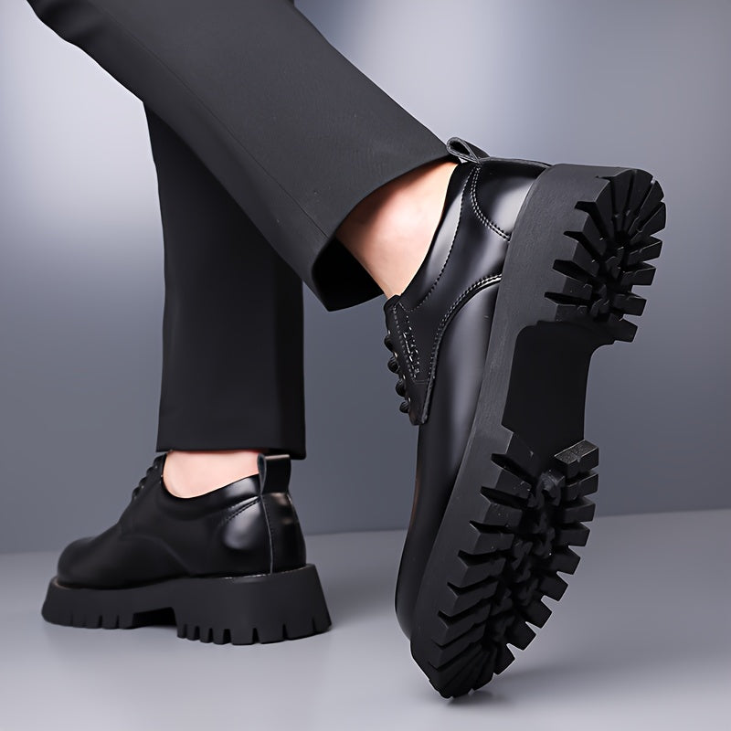 Men's Height-Increasing Business Casual Shoes - Thick Platform Sole & Anti-Slip Rubber Outsole