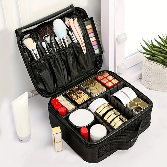 Travel Makeup Train Case Professional Large Capacity Cosmetic Case Make Up Brush Organizer Portable Artist Storage Bag With Adjustable Dividers