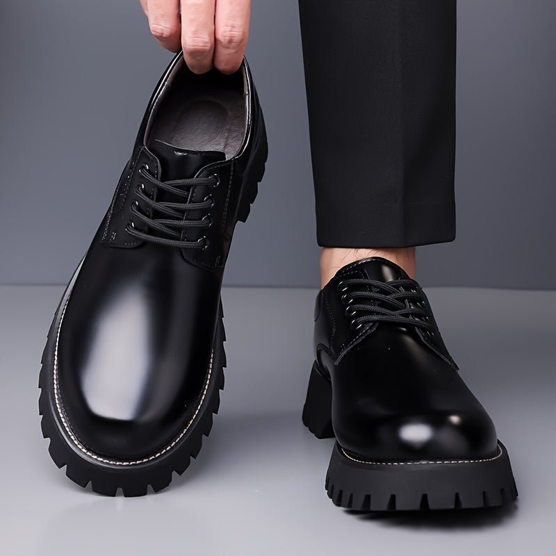 Men's Height-Increasing Business Casual Shoes - Thick Platform Sole & Anti-Slip Rubber Outsole
