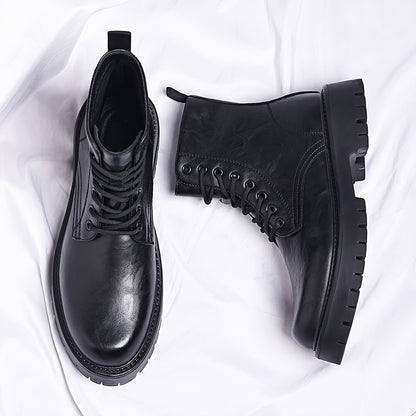 Men's Genuine Motorcycle Boots - Stylish Brown Lace-Up Ankle Boots with Rugged Rubber Sole for Hiking, Camping & Outdoor Adventures, Hiking Boots