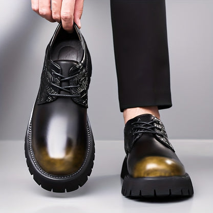 Men'S Business Casual Shoes - Thick Platform Sole for Height Increase & Cushioned Comfort, Lace-Up Formal & Everyday Shoes - Non-Slip Rubber Outsole - All-Season Office, Meetings, Events - Black - Durable & Easy-Clean -like U