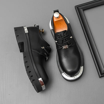 Men'S Genuine Oxford Shoes - Thick Sole, Lace-Up, Round Toe, Black & Brown, Casual & Formal Wear, All-Season Comfort, Rubber Sole, Microfiber Upper, Perfect for Office, Parties, and Outdoor Events, Formal Footwear | Classic O