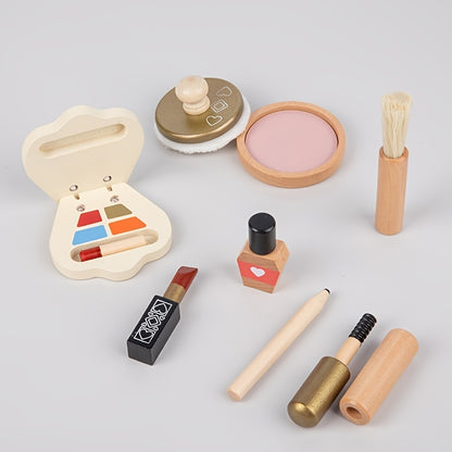 Wooden Playhouse Toy Youngsters's Simulation Dressing Table Makeup Toy Girl Princess Set Cosmetics, Suitable for Youngsters Over 3 Years Old, Perfect for Winter, New Year