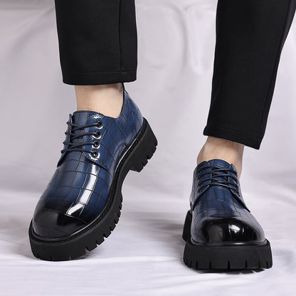 Men'S Glossy Green Derby Shoes - Low-Top Lace-Up Dress Shoes with Thick Rubber Sole, Synthetic Cover Upper & Cushioned Insole - Formal & Business Casual Shoes for Office, Parties - Easy-clean Elegant Footwear, Office Footwear