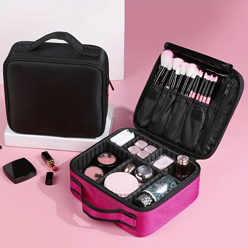 Travel Makeup Train Case Professional Large Capacity Cosmetic Case Make Up Brush Organizer Portable Artist Storage Bag With Adjustable Dividers
