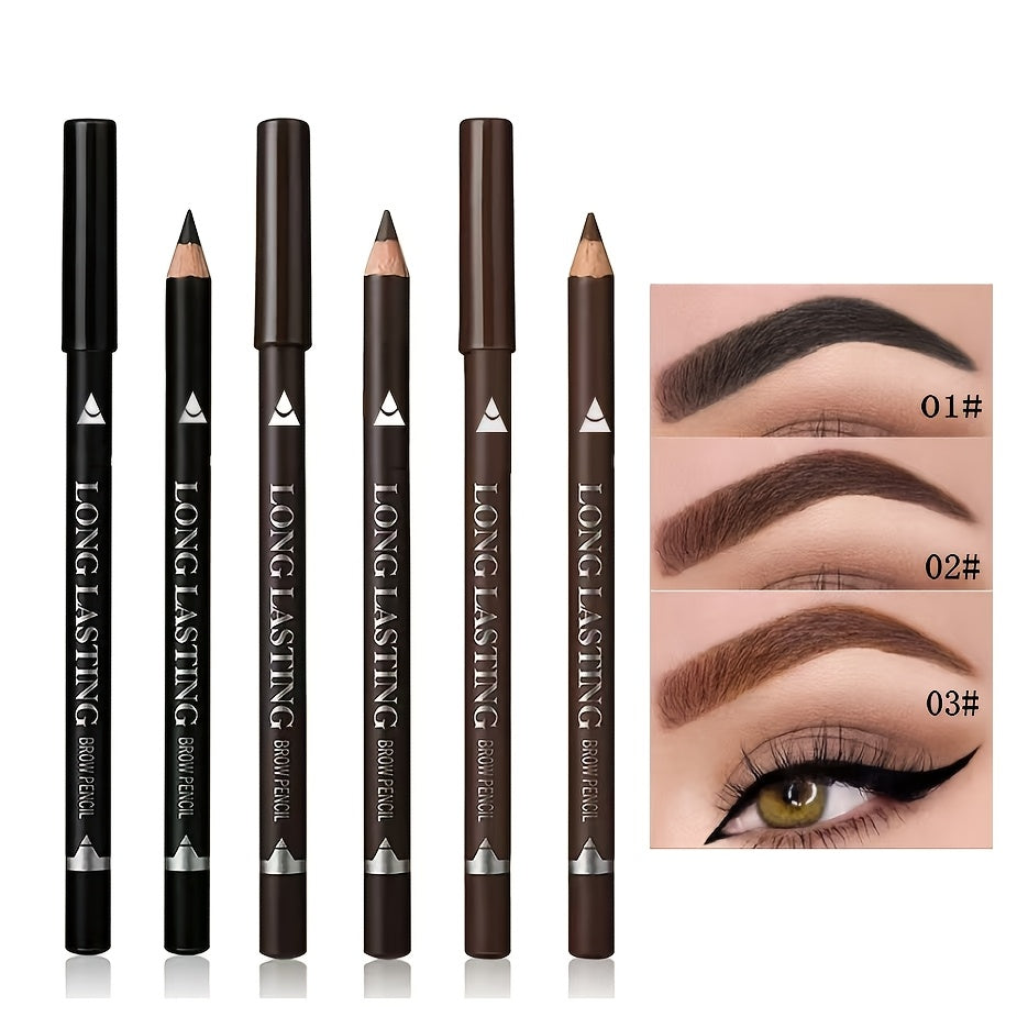 3pcs Eyeliner & Brow Pencil Waterproof And Sweat Proof Multifunctional Makeup Pen Set, Long Lasting Perfect Eyebrows, Natural Matte Women's Eye Makeup Pen