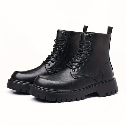 Men's Genuine Motorcycle Boots - Stylish Brown Lace-Up Ankle Boots with Rugged Rubber Sole for Hiking, Camping & Outdoor Adventures, Hiking Boots