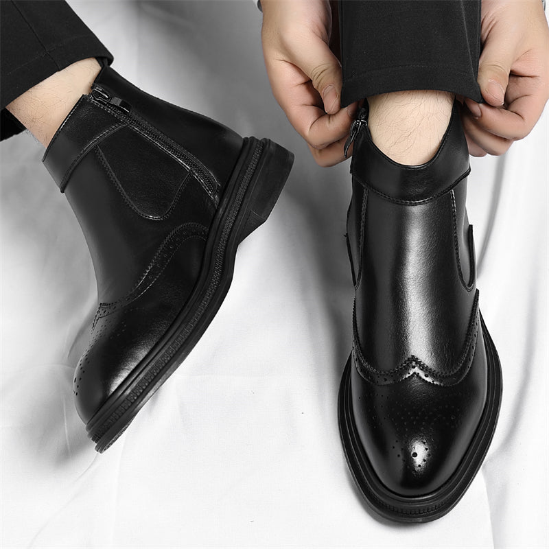 Men's Slip-On/Zipper Chelsea Boots with 3cm Thick Platform