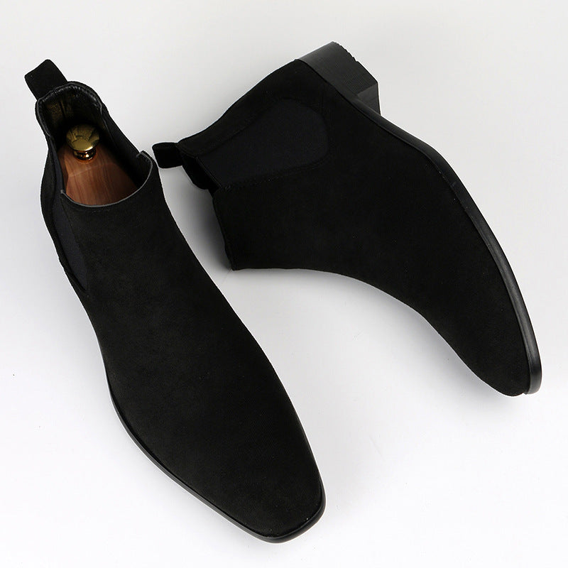 Men's Black Chelsea Boots - Elastic Panel Round Toe Ankle Booties