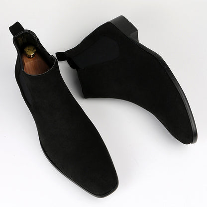 Men's Black Chelsea Boots - Elastic Panel Round Toe Ankle Booties
