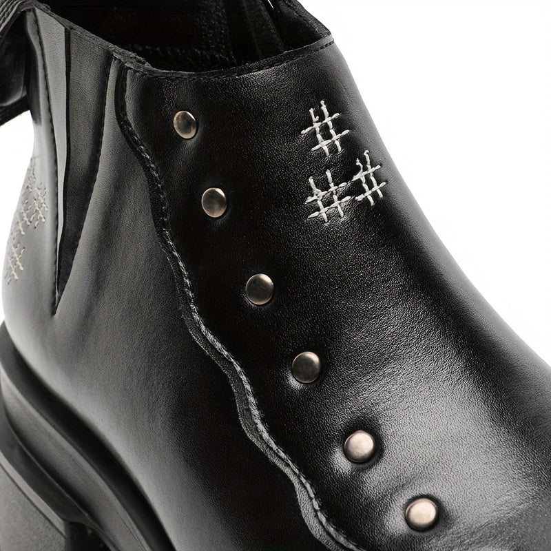 Men's Chunky Platform Zip-Up Ankle Boots - Punk Rock Style Upper & Rubber Sole, Slip-On Design for All-Season Comfort - Ideal for Concerts, Nightclubs, Motorcycle Riding & Casual Outings, Nightclub Footwear, Side Zipper Boot,