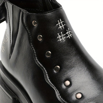 Men's Chunky Platform Zip-Up Ankle Boots - Punk Rock Style Upper & Rubber Sole, Slip-On Design for All-Season Comfort - Ideal for Concerts, Nightclubs, Motorcycle Riding & Casual Outings, Nightclub Footwear, Side Zipper Boot,