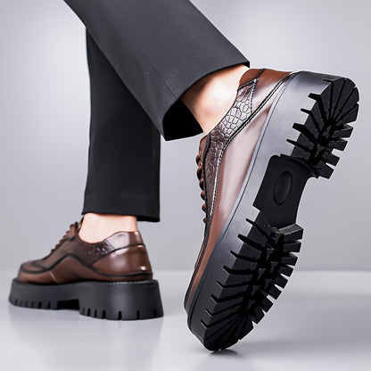 Men's Large Size British Style Lift Heightening s - Slip-On Low-Top Business Casual Sneakers with Thick Anti-Slip Rubber Sole, All-Season Wear-Resistant Synthetic (Brown) for Office, Weddings & Formal Events - Heavy