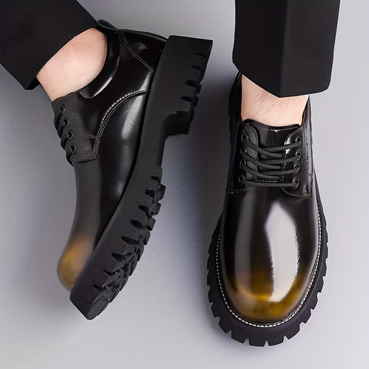 Men's Height-Increasing Business Casual Shoes - Thick Platform Sole & Anti-Slip Rubber Outsole